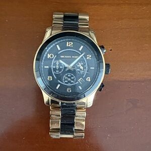Michael Kors Black and Gold Chronograph Watch